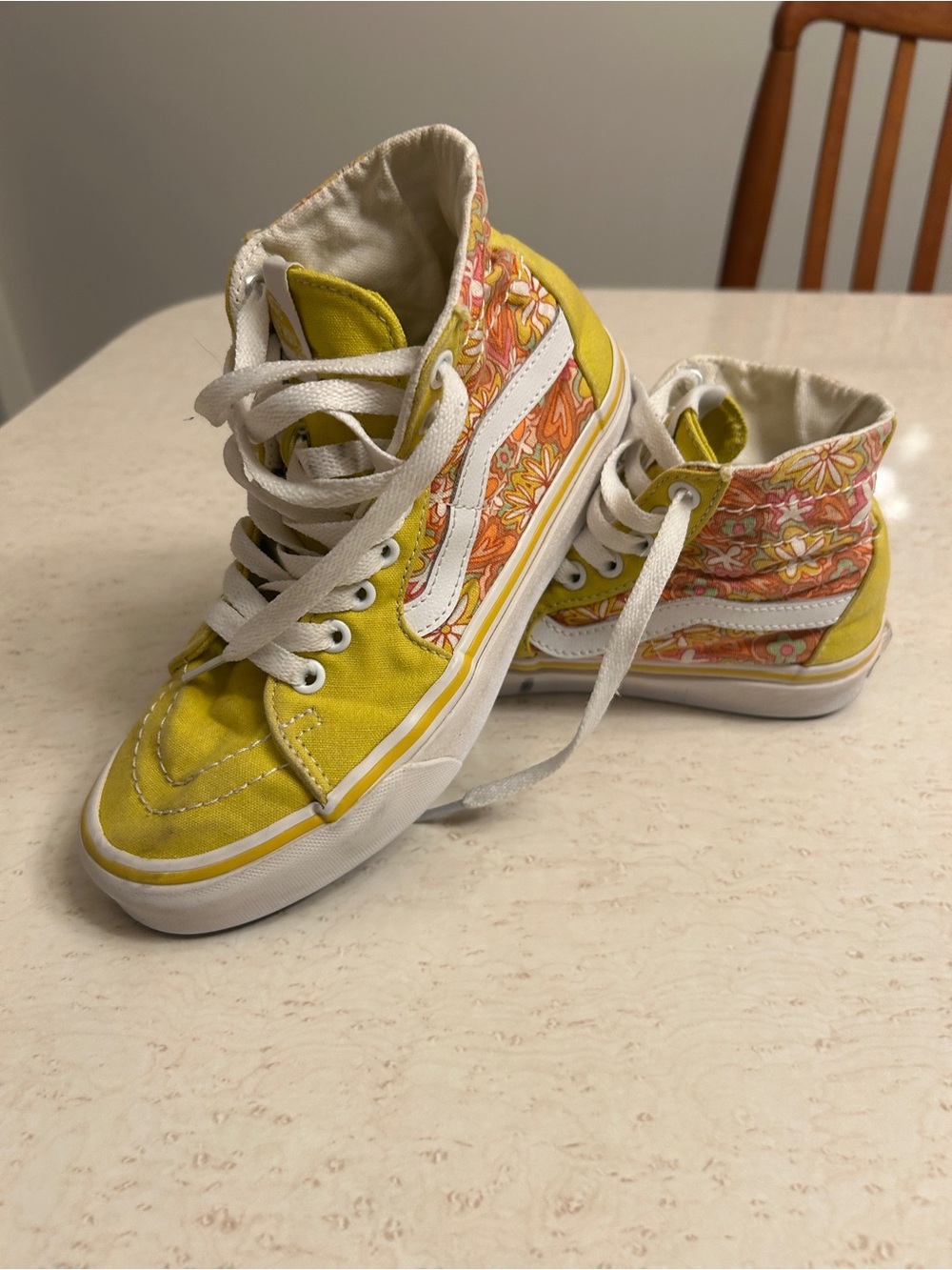 Vans Yellow High-Top Floral Accent kids Sneakers
